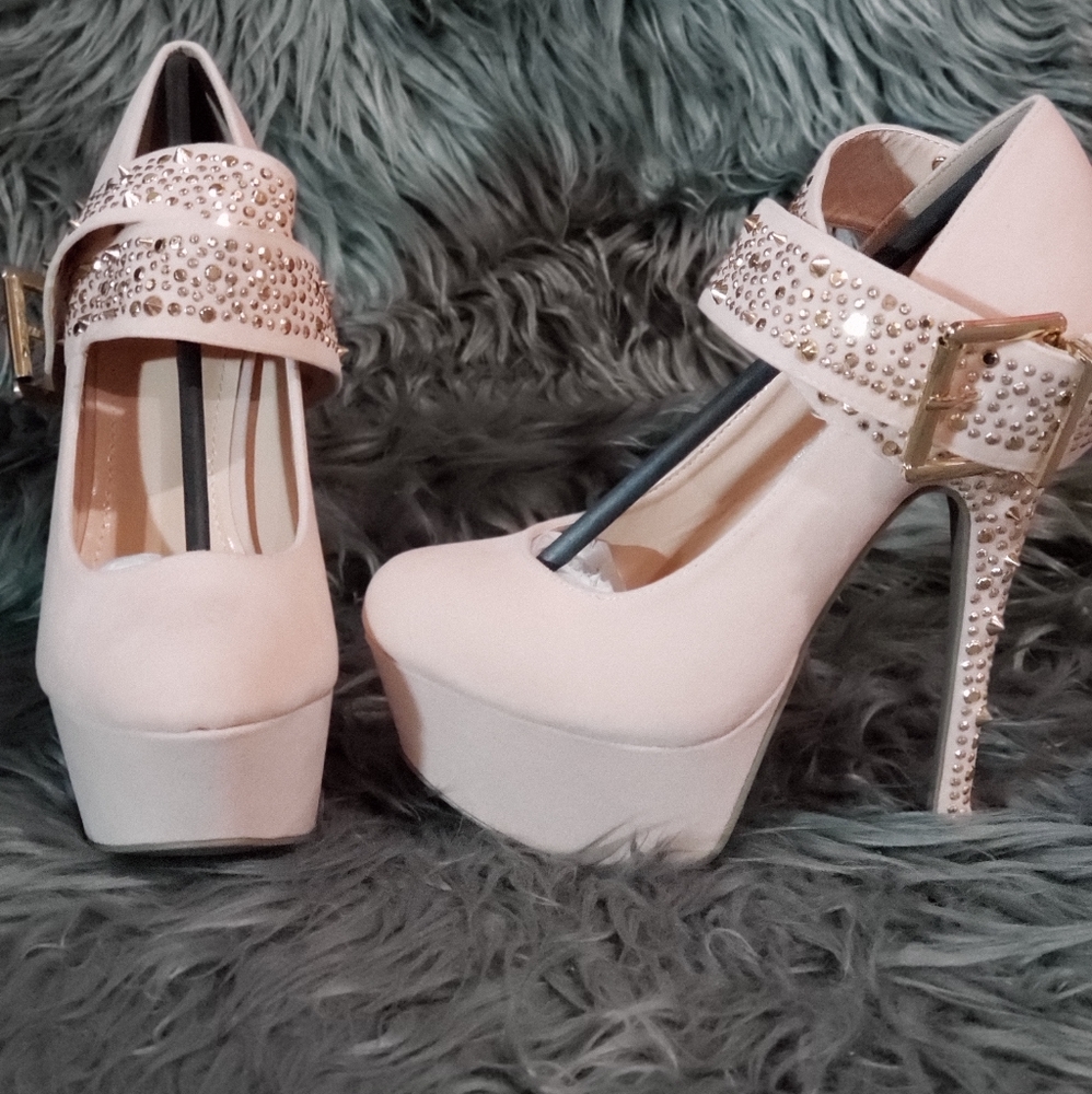 Gold studded heels